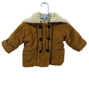 VINTAGE 1970s Texson Plaid Corduroy Faux Fur Lined Coat